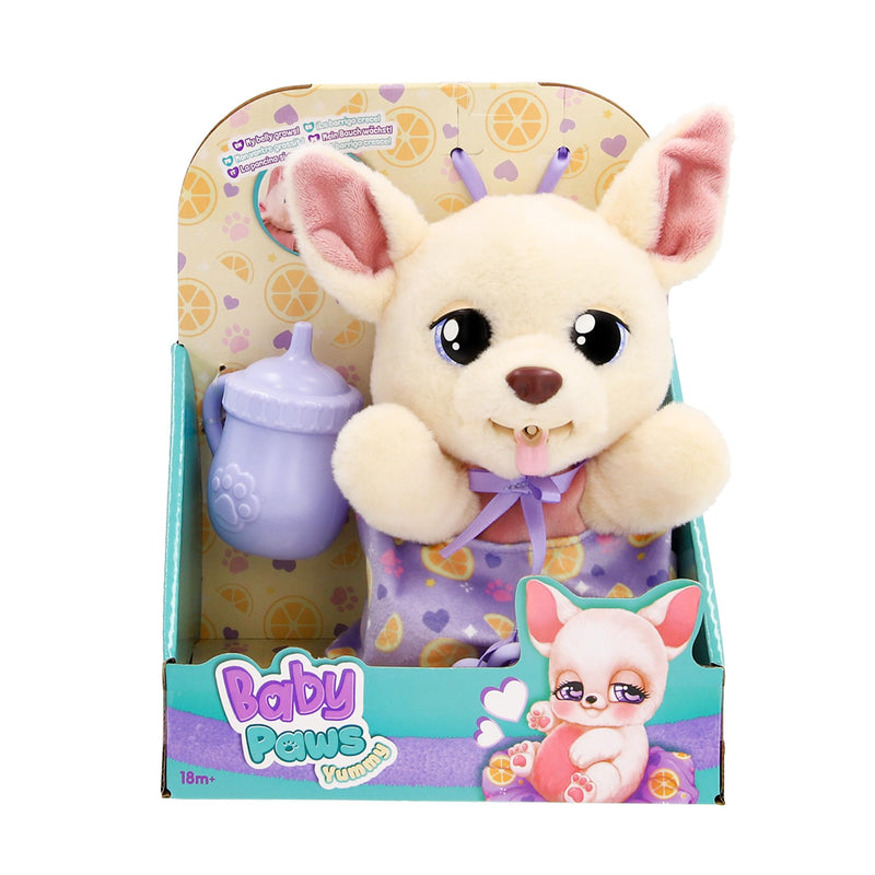 BABY PAWS Yummy Chihuahua, Interactive Plush Puppy to Carry Around Whose Belly Grows When Feeding and Gets Small with Dummy in Mouth - Gift and Toy for Children from 18 Months