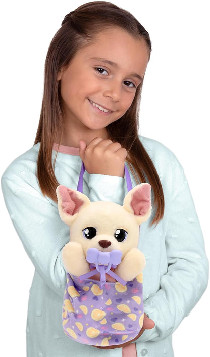 BABY PAWS Yummy Chihuahua, Interactive Plush Puppy to Carry Around Whose Belly Grows When Feeding and Gets Small with Dummy in Mouth - Gift and Toy for Children from 18 Months