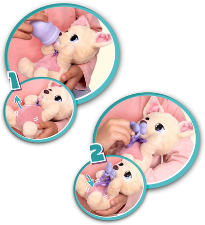 BABY PAWS Yummy Chihuahua, Interactive Plush Puppy to Carry Around Whose Belly Grows When Feeding and Gets Small with Dummy in Mouth - Gift and Toy for Children from 18 Months