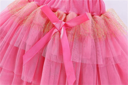 Baby Girls' Summer Cotton 2 Piece Set Cute Girls 3D Flower Lace Bow Tulle Tutu Skirt Sets Pink 18-24m