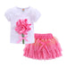 Baby Girls' Summer Cotton 2 Piece Set Cute Girls 3D Flower Lace Bow Tulle Tutu Skirt Sets Pink 18-24m