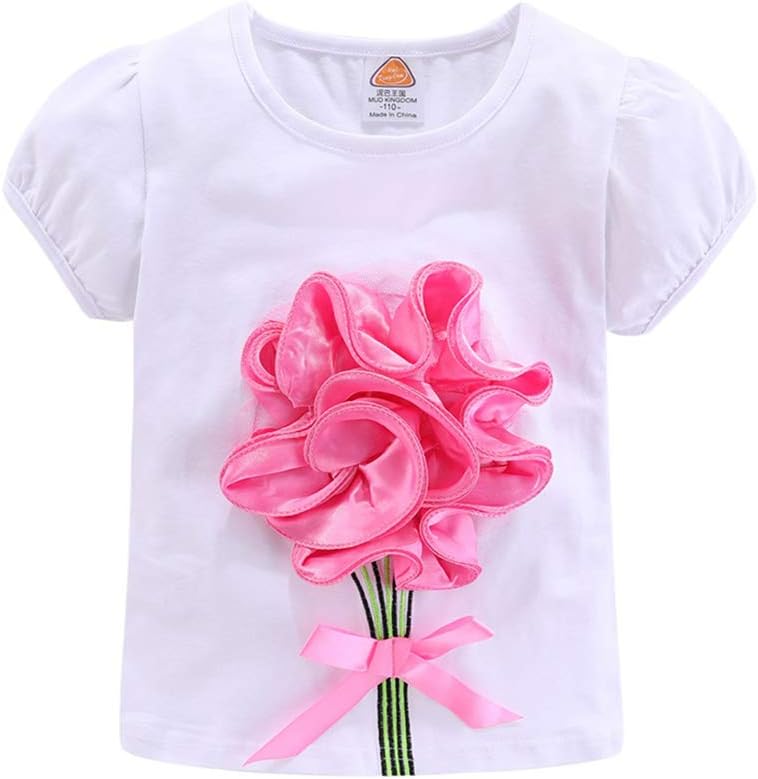 Baby Girls' Summer Cotton 2 Piece Set Cute Girls 3D Flower Lace Bow Tulle Tutu Skirt Sets Pink 18-24m