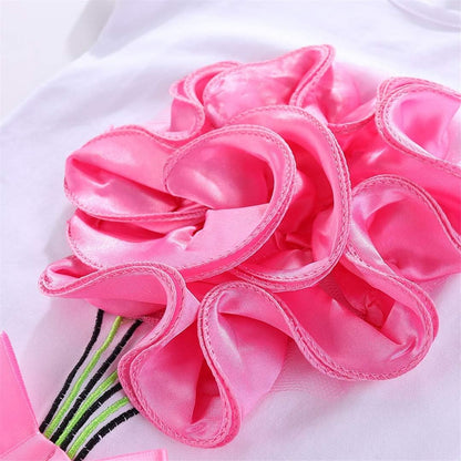Baby Girls' Summer Cotton 2 Piece Set Cute Girls 3D Flower Lace Bow Tulle Tutu Skirt Sets Pink 18-24m