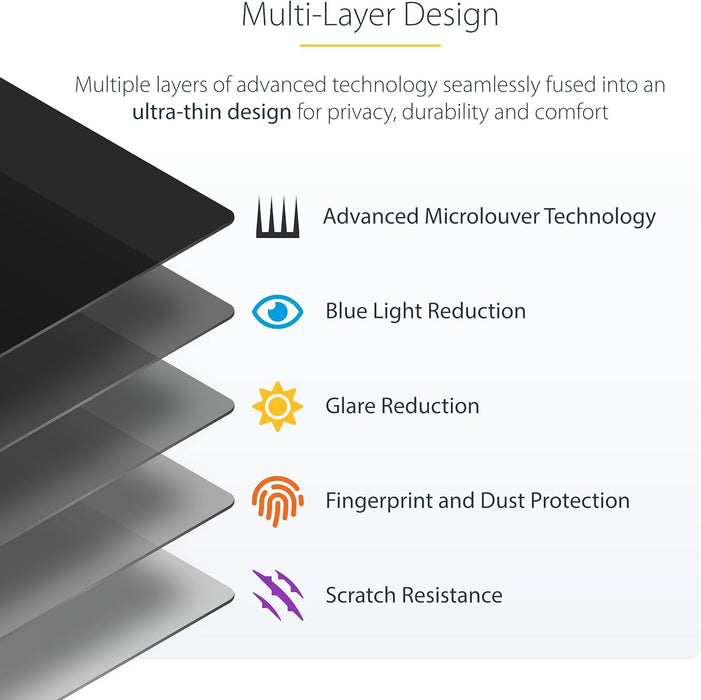 StarTech.com 24-inch 16:9 Computer Monitor Privacy Screen, Hanging Acrylic Filter, Monitor Screen Protector, +/- 30 Deg.