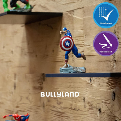Bullyland Captain America from the Marvel Avengers, perfect as a toy figure, decoration and small gift for kids aged 3 and up and collectors, detailed collectible figure from
