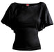 Spiral - Women - Gothic Elegance - Boat Neck Bat Sleeve Top Black Plus Size - XXXX-Large