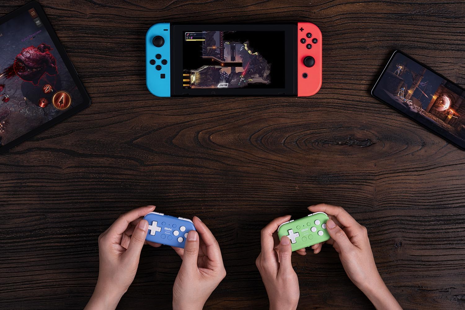 8Bitdo Micro Bluetooth Gamepad Pocket-sized Mini Controller for Switch, Android, and Raspberry Pi, Support Keyboard Mode (Blue