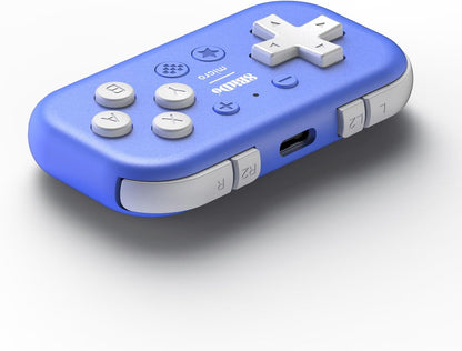 8Bitdo Micro Bluetooth Gamepad Pocket-sized Mini Controller for Switch, Android, and Raspberry Pi, Support Keyboard Mode (Blue