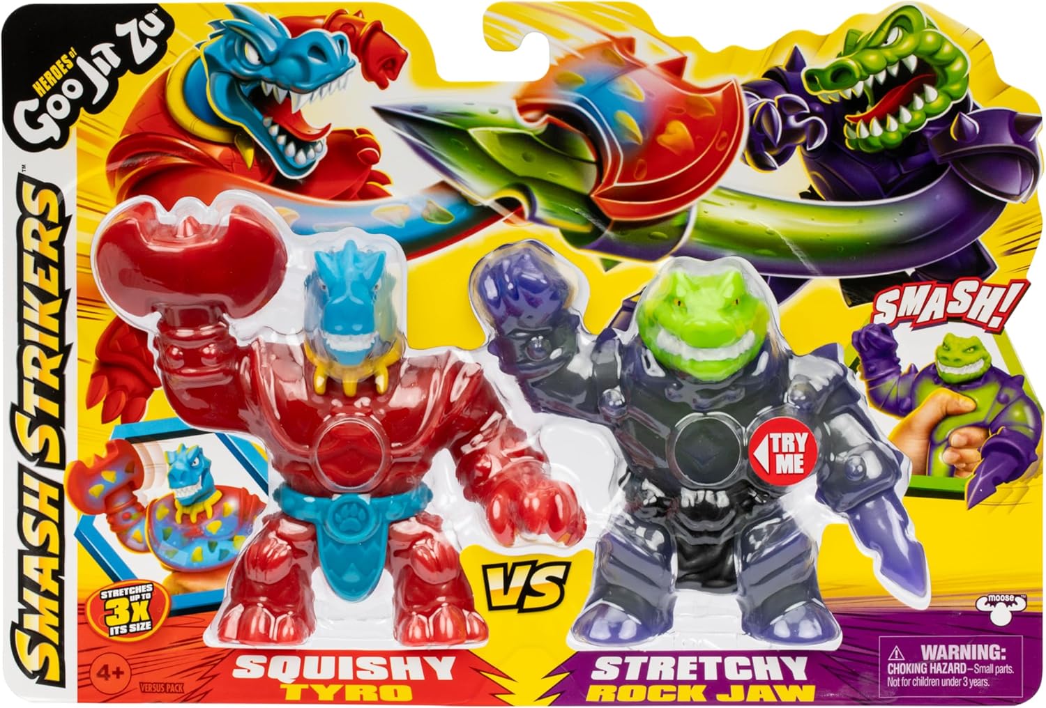 Heroes og GOO JIT Zu Versus Pack - Tyro vs. Rockjaw - Stretch Toy for Children 4+ Years.