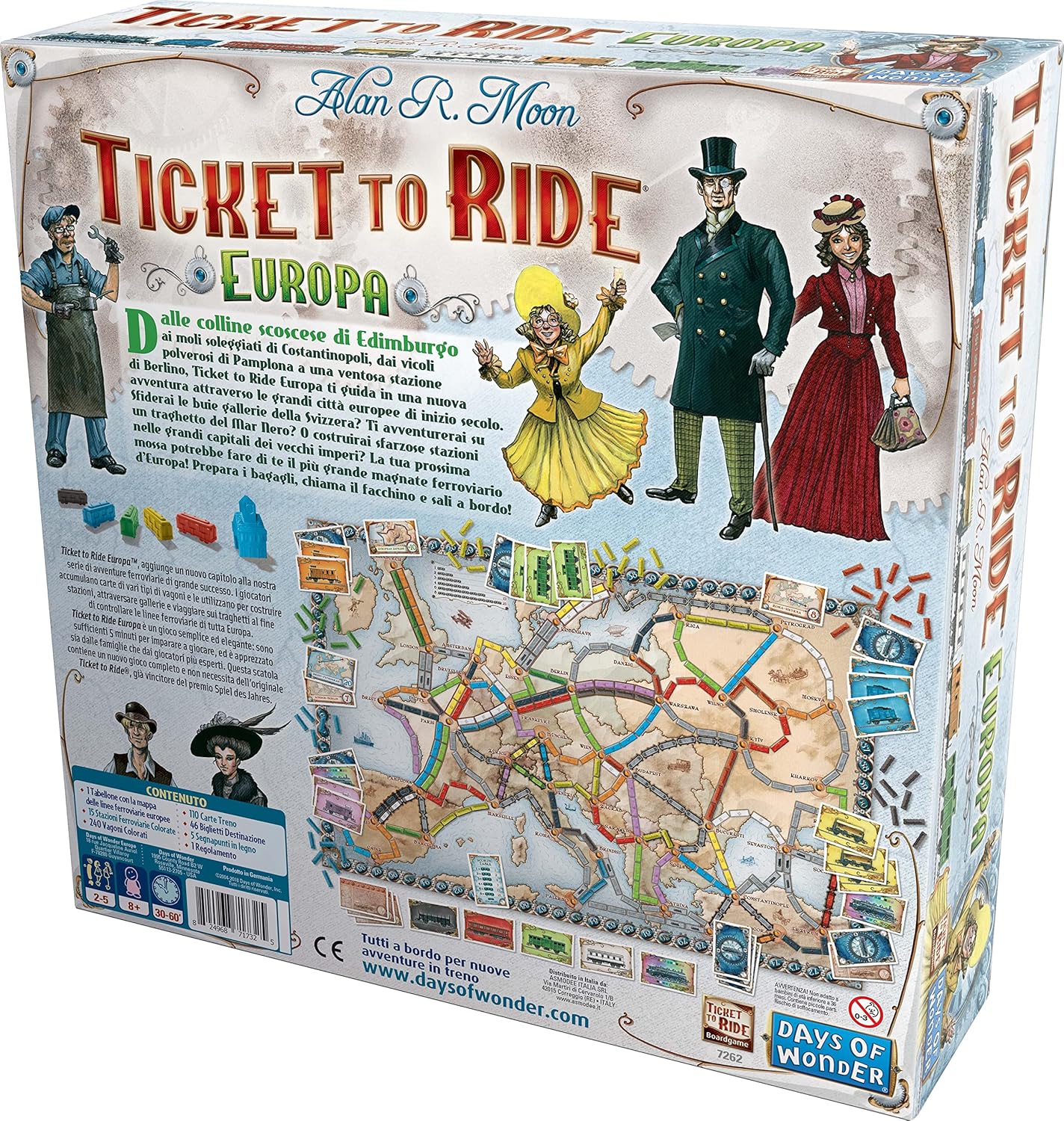 Asmodee - Ticket to Ride Europa , Gioco da Tavolo Avventura Ferroviaria, Divertimento per Famiglie e Giocatori Esperti, Costruisci Reti Ferroviarie - 2-5 Giocatori, 8+ Anni, Edizione in Italiano
