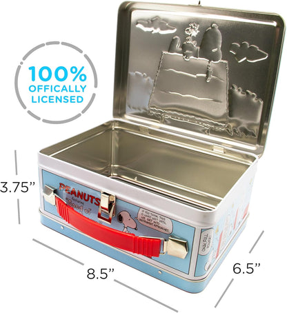 AQUARIUS Peanuts Snoopy Red Dog House Fun Box - Sturdy Tin Storage Box with Plastic Handle & Embossed Front Cover - Officially Licensed Peanuts Merchandise & Collectible Gift