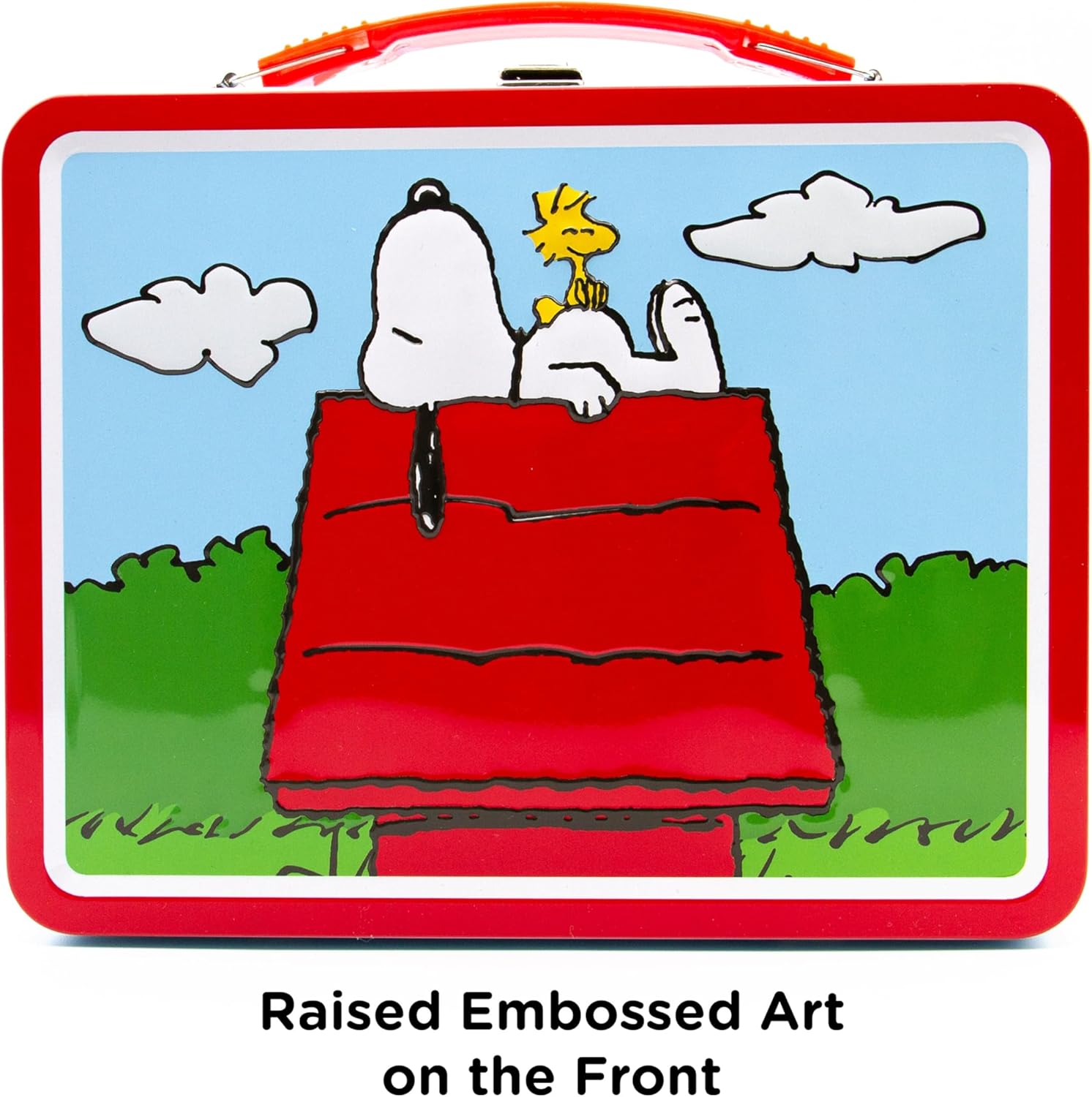 AQUARIUS Peanuts Snoopy Red Dog House Fun Box - Sturdy Tin Storage Box with Plastic Handle & Embossed Front Cover - Officially Licensed Peanuts Merchandise & Collectible Gift