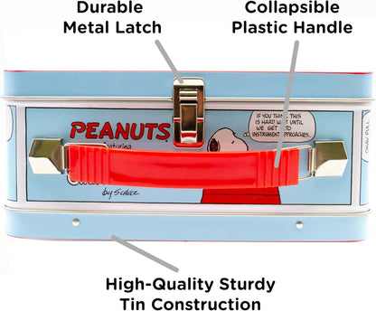 AQUARIUS Peanuts Snoopy Red Dog House Fun Box - Sturdy Tin Storage Box with Plastic Handle & Embossed Front Cover - Officially Licensed Peanuts Merchandise & Collectible Gift