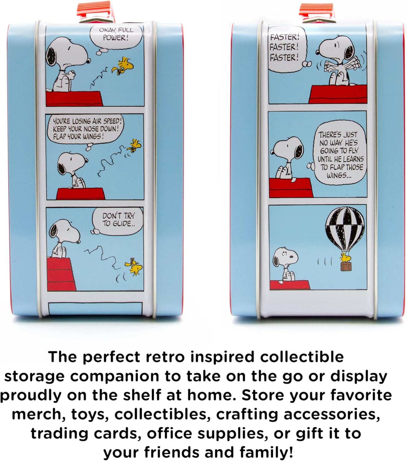 AQUARIUS Peanuts Snoopy Red Dog House Fun Box - Sturdy Tin Storage Box with Plastic Handle & Embossed Front Cover - Officially Licensed Peanuts Merchandise & Collectible Gift