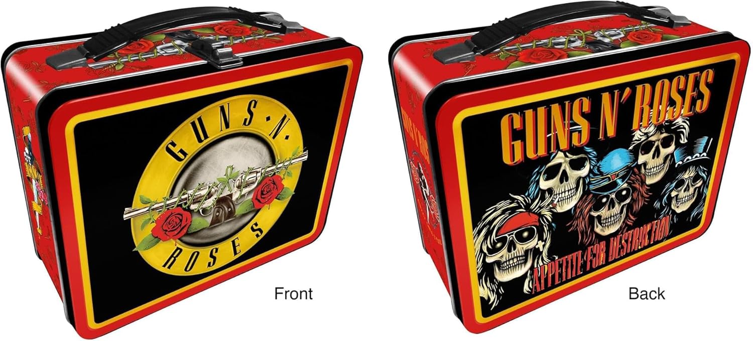 AQUARIUS Guns N’ Roses Fun Box - Sturdy Tin Storage Box with Plastic Handle & Embossed Front Cover - Officially Licensed GNR Merchandise & Collectible Gift