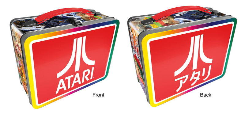 AQUARIUS Atari Fun Box - Sturdy Tin Storage Box with Plastic Handle & Embossed Front Cover - Officially Licensed Atari Merchandise & Collectible Gift