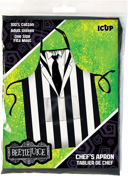 NMR ICUP Beetlejuice 100% Cotton Chef's Apron w/Pockets - One Size Fits Most