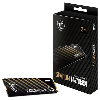 MSI SPATIUM M470 PRO SSD 2TB - PCIe 4.0 NVMe M.2 Internal Solid State Drive, 6000MB/s Read & 5000MB/s Write, 3D NAND, Built-In Data Security, Center - 5 Year Warranty (640 TBW)