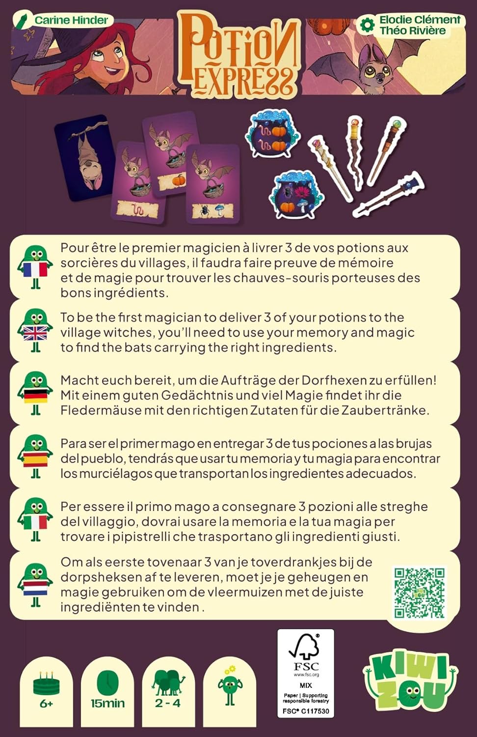 Blackrock Games Potion Express - Card Game - Intelligent and Fast - from 6 Years - Ideal with Family and Children - Simple Rules - 2 to 4 Players - Thinking and Remembering - Kiwizou