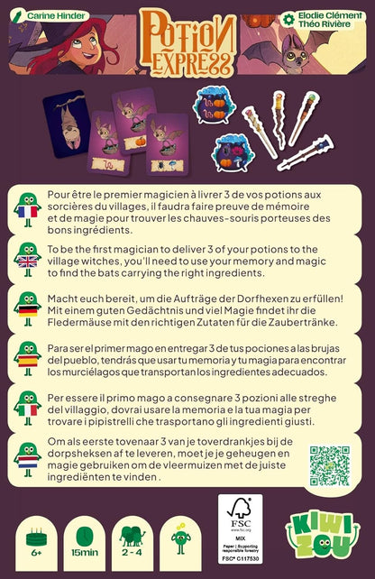 Blackrock Games Potion Express - Card Game - Intelligent and Fast - from 6 Years - Ideal with Family and Children - Simple Rules - 2 to 4 Players - Thinking and Remembering - Kiwizou