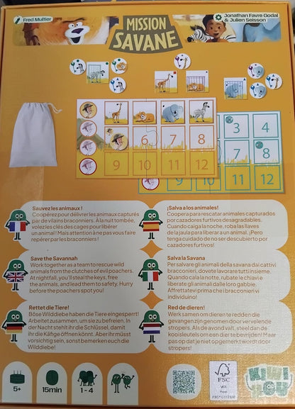 Blackrock Games Mission Savane – gezelschapsspel – spel voor kinderen vanaf 5 jaar – 1 tot 4 spelers – strategie, reflectie – snelle spellen – eenvoudige regels – ideaal voor het gezin – Kiwizou
