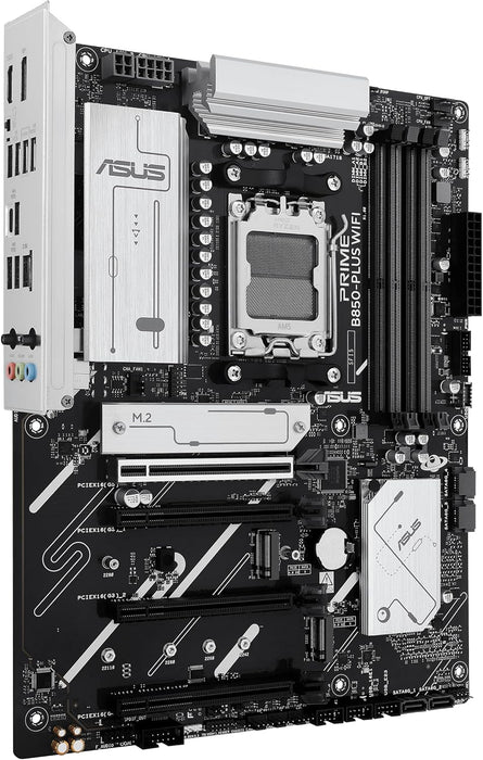ASUS PRIME B850-PLUS WIFI, AMD ATX Motherboard, 8+2+1 Phase Power, DDR5 Slot, PCIe 5.0, 3 M.2 Slots, Wi-Fi 6E, Ethernet Realtek 2.5Gb, DisplayPort, HDMI, USB-A and USB-C 10Gbps, Aura Sync