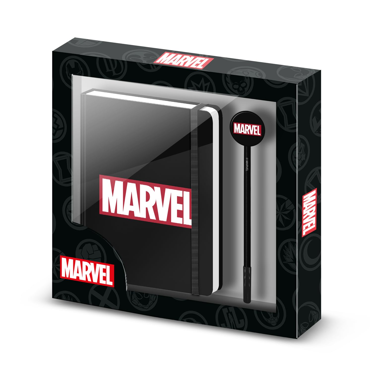 Marvel Comics Gift Box with Diary and Fashion Ballpoint Pen - Black