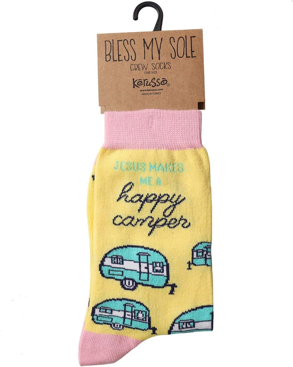 Kerusso One Size Fits Most Novelty Christian Faith Message Socks, Yellow, Pink, and Teal, One size