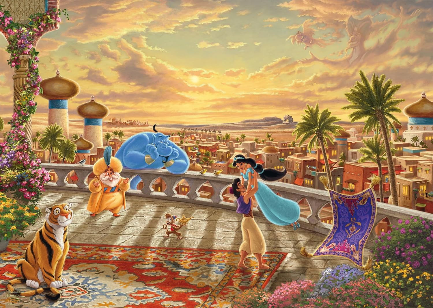 Schmidt Spiele 58032 Thomas Kinkade Disney Jasmine Dancing in the Desert Sunlight Jigsaw Puzzle 1000 Pieces Cardboard Multi-Coloured