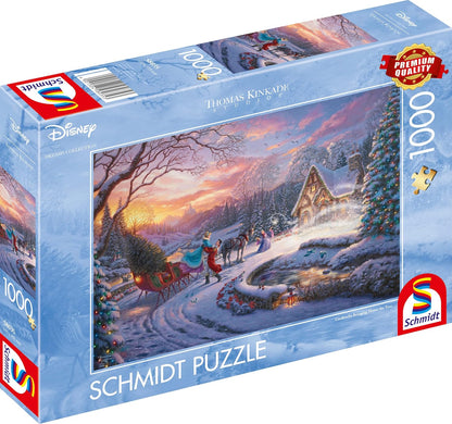 Schmidt Spiele 58035 Disney Cinderella Bringing Home for Christmas Jigsaw Puzzle 1000 Pieces Cardboard Blue (Blue)