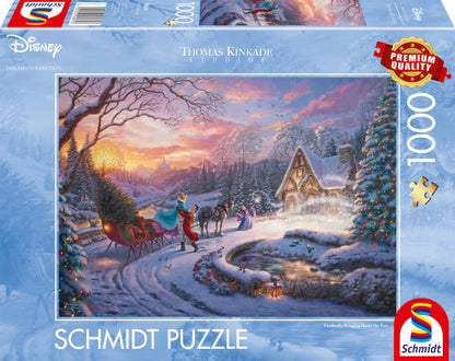 Schmidt Spiele 58035 Disney Cinderella Bringing Home for Christmas Jigsaw Puzzle 1000 Pieces Cardboard Blue (Blue)