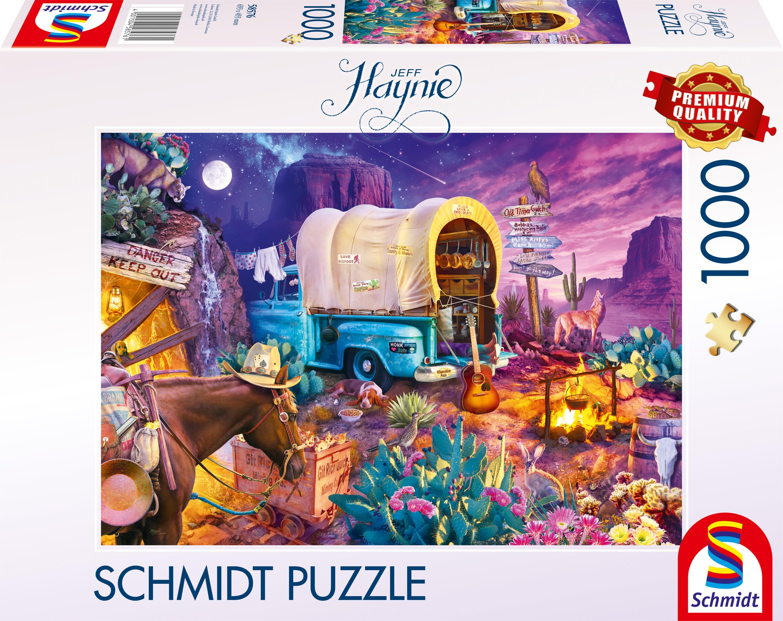 Schmidt Spiele 58576 Jeff Haynie Romantic Camping in the Wild West, 1000-Piece Jigsaw Puzzle, Multi-Colour