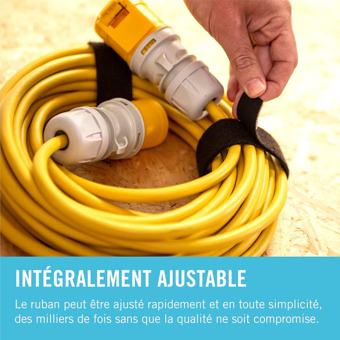 VELCRO Brand | One-Wrap Reusable Ties | Multi-Purpose Ties Perfect Desk Accessories for Cable Management & Home Improvement | Black | 10mm x 15m (Pack of 2