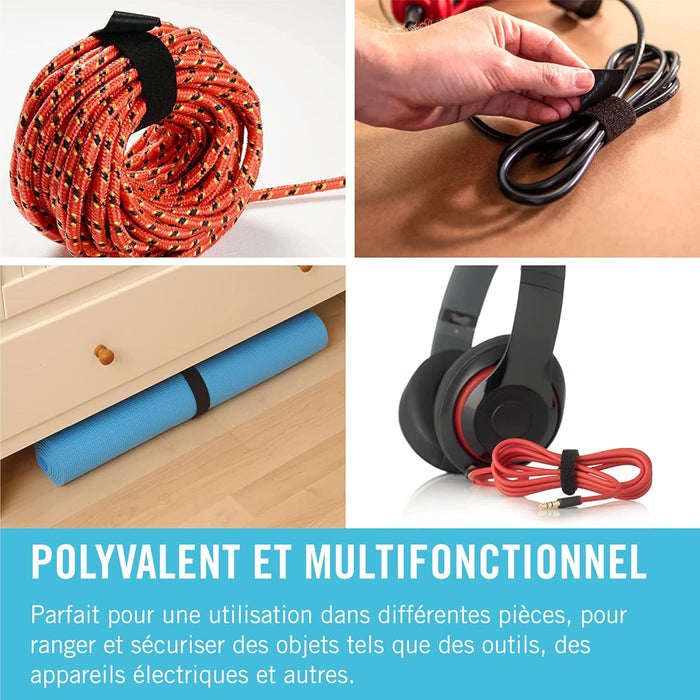 VELCRO Brand | One-Wrap Reusable Ties | Multi-Purpose Ties Perfect Desk Accessories for Cable Management & Home Improvement | Black | 10mm x 15m (Pack of 2