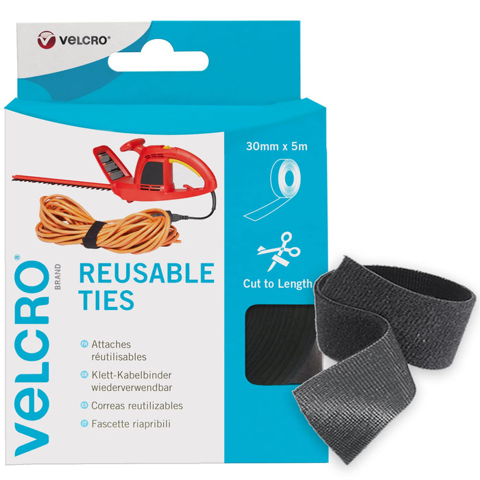 VELCRO Brand Correas reutilizables 30mm x 5m Negro