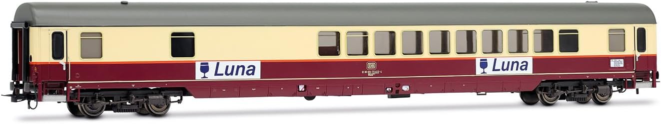 HR4349 Rivarossi DB, 3-unit pack night train "Luna", bar coach WGmh 854 in red-beige livery + 2 x Bcm 246 in ocean-blue livery, ep. IV Passenger Coaches