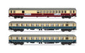 HR4349 Rivarossi DB, 3-unit pack night train "Luna", bar coach WGmh 854 in red-beige livery + 2 x Bcm 246 in ocean-blue livery, ep. IV Passenger Coaches