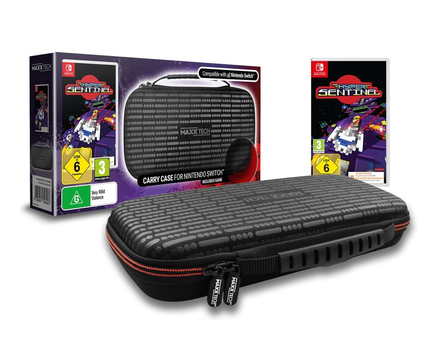 Maxx Tech Premium Carry Case & Hyper Sentinel Downloadable Game Bundle for Nintendo Switch