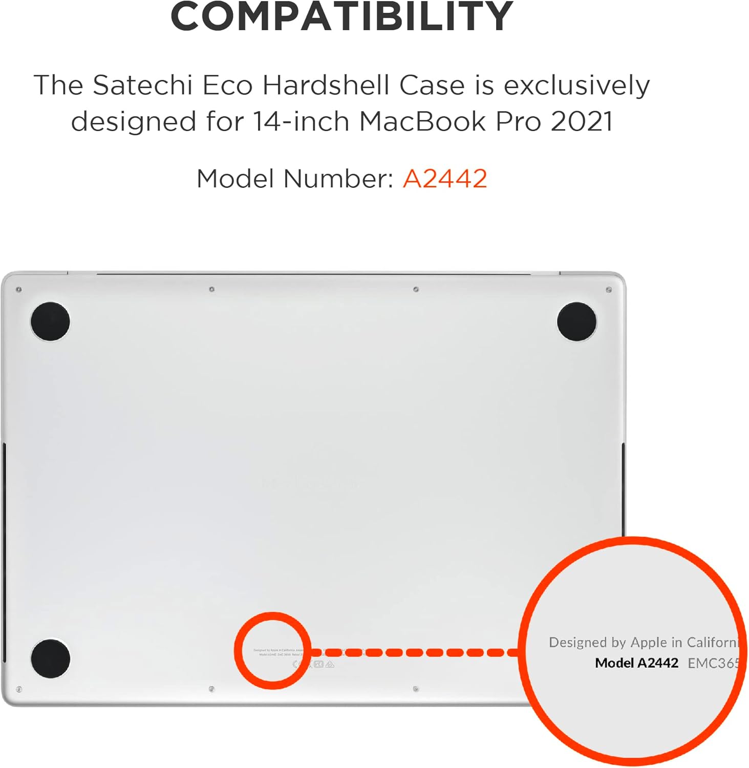 SATECHI Eco Hardshell Case Compatible with MacBook Pro 14-inch Case 2021 A2485 - Lightweight and Slim – MacBook hub and Adapter-Friendly Design – (Clear