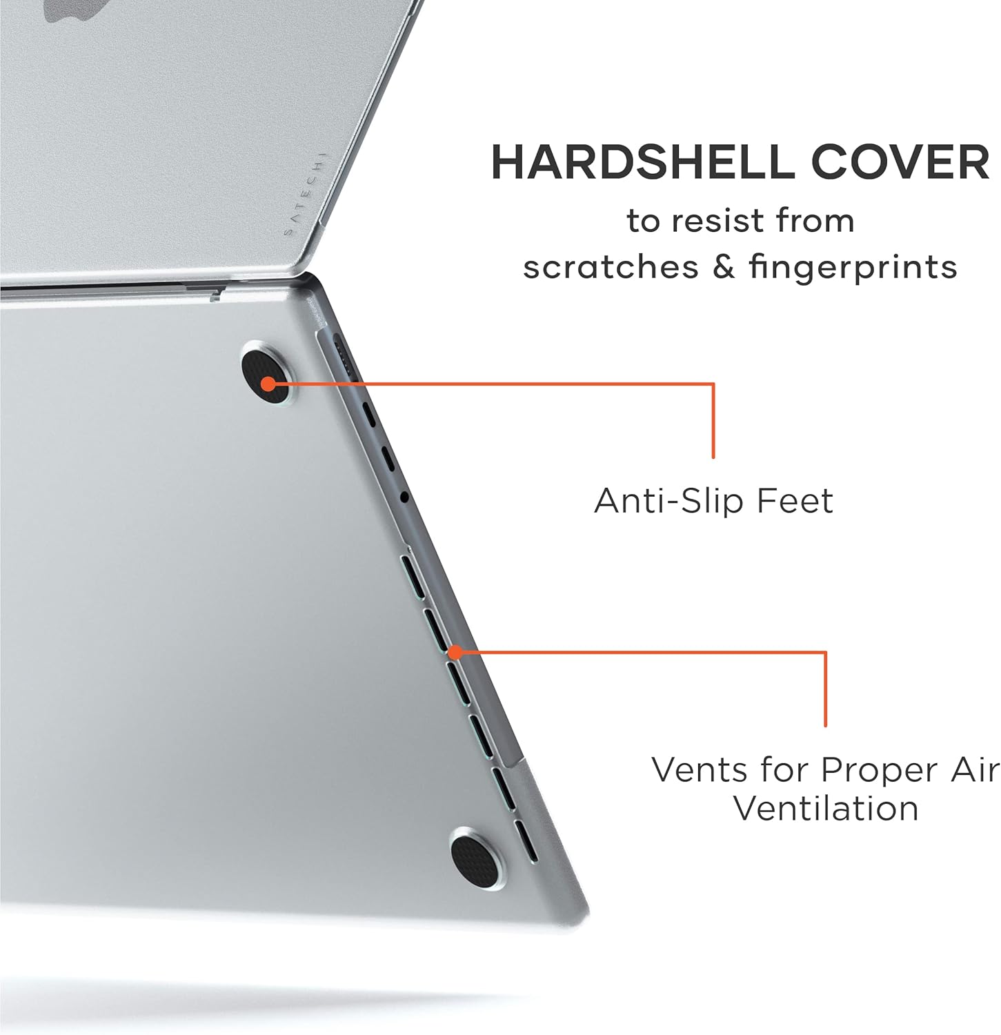 SATECHI Eco Hardshell Case Compatible with MacBook Pro 14-inch Case 2021 A2485 - Lightweight and Slim – MacBook hub and Adapter-Friendly Design – (Clear