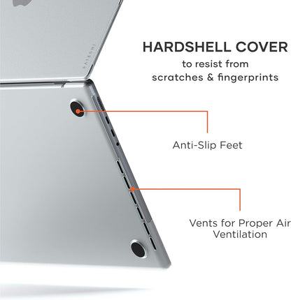 SATECHI Eco Hardshell Case Compatible with MacBook Pro 14-inch Case 2021 A2485 - Lightweight and Slim – MacBook hub and Adapter-Friendly Design – (Clear