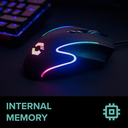 Speedlink DECUS NX Gaming Mouse - RGB gamingmuis met kabel, meerkleurige RGB-verlichting, continue vuurknop, tot 12800dpi, 1000Hz, programmeerbaar, bedraad via USB, ommantelde kabel, zwart
