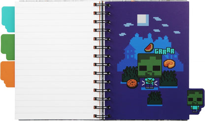 Paladone Minecraft Notebook Schreibwaren-Set für Jungen, offiziell lizenzierter A5 Spiral-gebundener Planer mit 4 Trennwänden und Lineal, Back to School Supplies