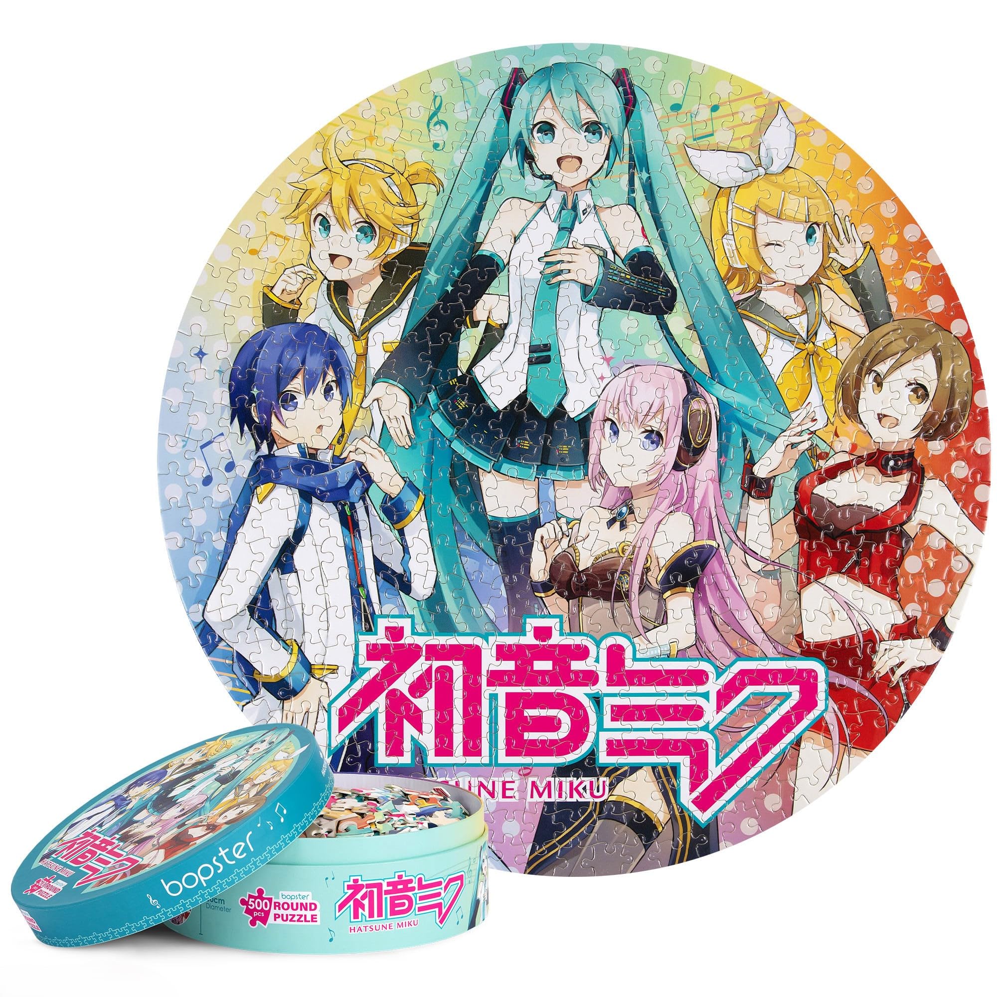 Hatsune Miku Japanese Anime Collectable Round Puzzle - 500 Pieces, 50cm Diameter, Vibrant Colors, Eco-Friendly 3-Layer Recycled Card Japanese Idol