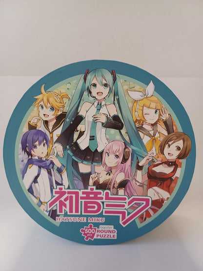 Hatsune Miku Japanese Anime Collectable Round Puzzle - 500 Pieces, 50cm Diameter, Vibrant Colors, Eco-Friendly 3-Layer Recycled Card Japanese Idol