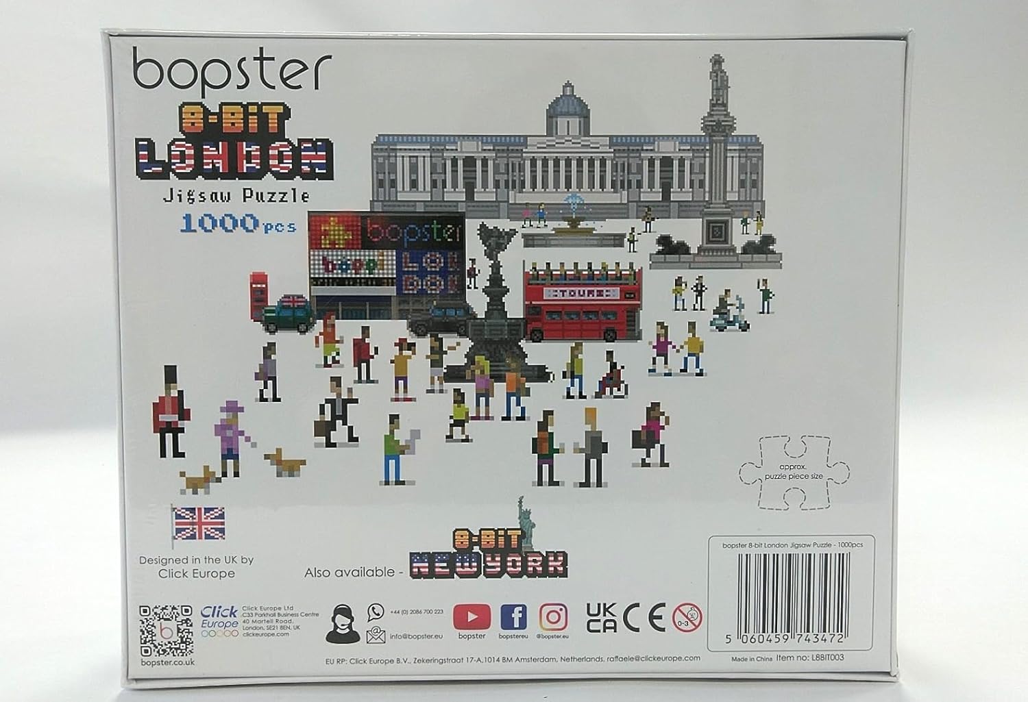 1000 Piece Jigsaw Puzzles for Adults - London Puzzle 8-bit Retro Style - Jigsaws 1000 Pieces for Adults - Made with 100% Recycled Cardboard - Level 3 by bopster