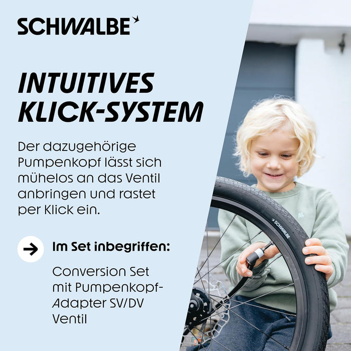 Schwalbe Clik Valve - Fahrrad Ventilaufsatz - SV-SCV Conversion Kit (Valves with Pump Head Adapter