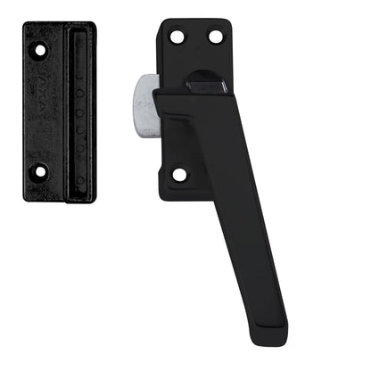 Axa Raamsluiting (Model 3308) Zwart Geslepen: Afsluitbaar Met Drukknop, Rechts Naar Buiten Draaiend.