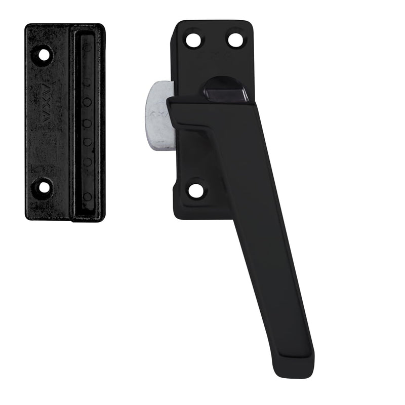 Axa Raamsluiting (Model 3308) Zwart Geslepen: Afsluitbaar Met Drukknop, Rechts Naar Buiten Draaiend.