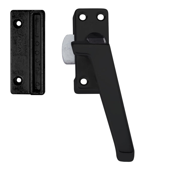 Axa Raamsluiting (Model 3308) Zwart Geslepen: Afsluitbaar Met Drukknop, Rechts Naar Buiten Draaiend.